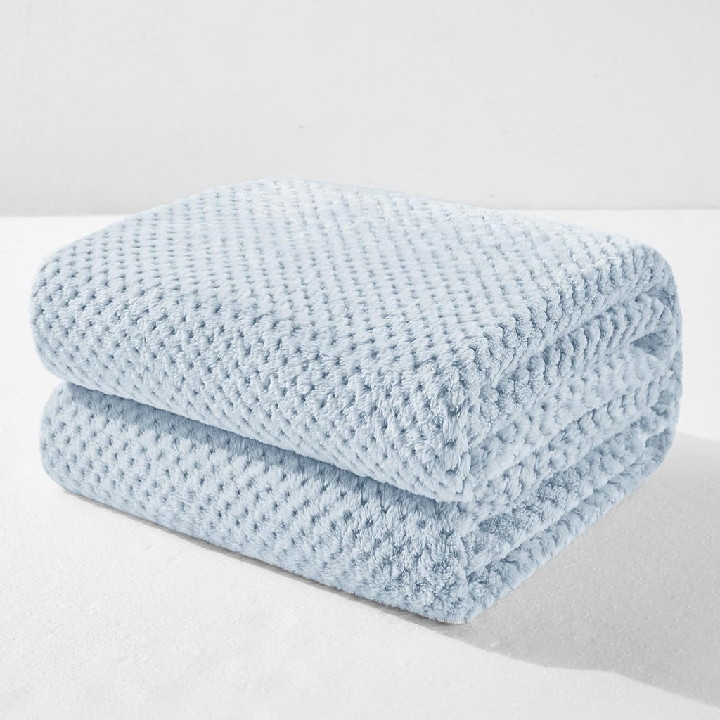 Fleece Throw Blanket Extra Large, Super Soft and Warm Blankets for Couch, Sofa and Bed Waffle Textured, Cozy, Fuzzy and Lightweight (Slate Blue, 50x70 Inches)