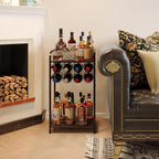 3-Tier Wine Rack Freestanding Floor Cabinet Corner Bar Cabinet Bar Cart,12 Individual Wine Storage Bottle Compartments Corner Bar Cabinet Holder (3-Tier Wine Rack 07)