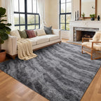 6x9 Ft Large Shag Rugs for Living Room, Tie-Dyed Ultra Soft Fluffy Furry Area Rugs for Bedroom Indoor Floor, Aesthetic Carpet for Kids Home Decor (Dark Grey)