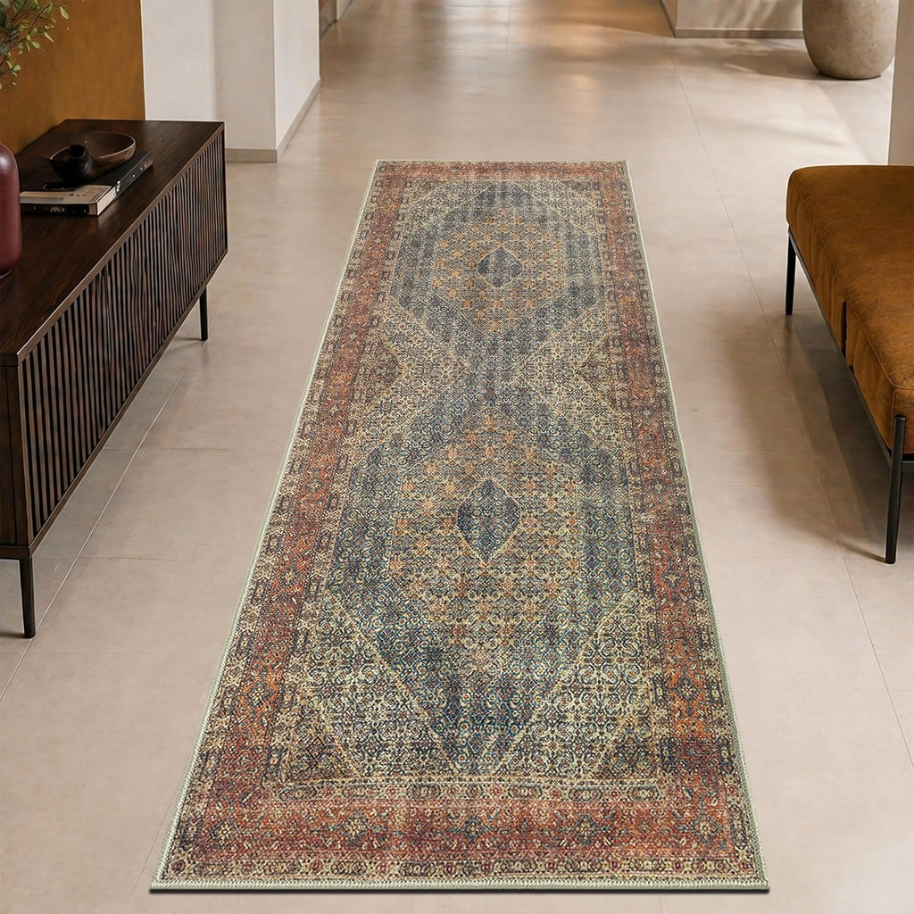 2x3 Rug - Machine Washable Entry Rug with Non-Slip Backing, Ideal for Enteryway, Kitchen, Bathroom, Laundry Room - Vintage, Easy Clean, Durable, Low Pile Rug - (2' x 3')