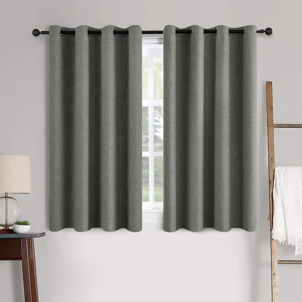 100% Blackout Linen Textured Curtains for Bedroom Solid Thermal Insulated Natural Beige Grommet Room Darkening Curtains & Drapes Luxury Decor for Living Room Nursery 52 x 84 Inch (2 Panels)