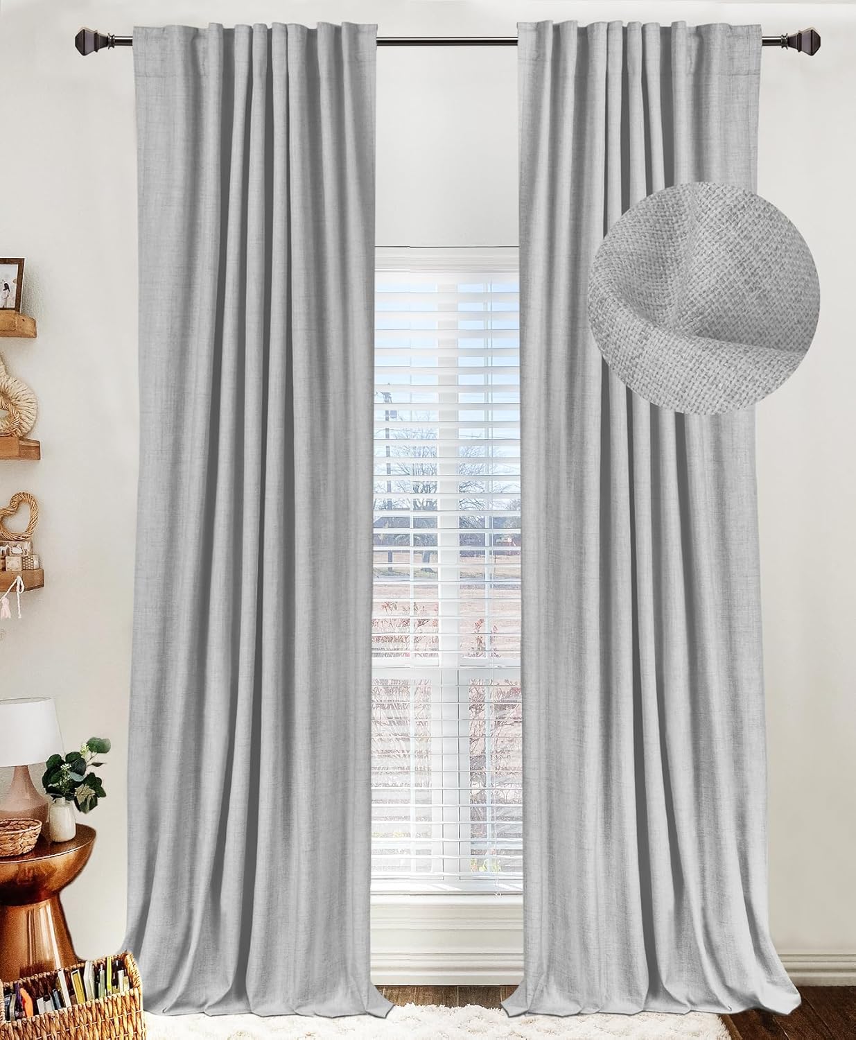 100% Blackout Shield Blackout Curtains for Bedroom 84 Inches Long, Back Tab/Rod Pocket Living Room Drapes, Thermal Insulated Blackout Curtains 2 Panels Set, 50" W x 84" L, Cream