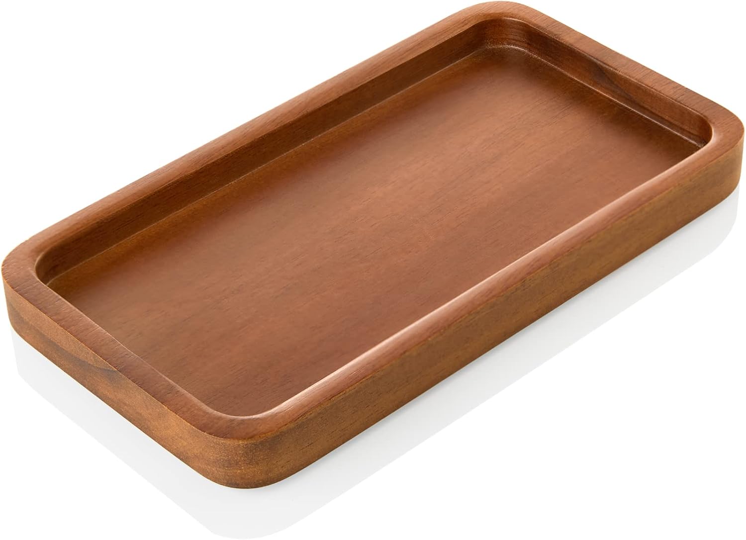 11.7" Bathroom Vanity Tray for Counter - Acacia Wood Decorative Tray for Toilet Tank Makeup Perfume Jewelry Catchall Coffee Table - Wooden Kitchen Countertop Organizer for Soap Dispenser