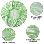 4 Pack Shower Caps for Women, Reusable Waterproof Double Layer Bath Cap, Large EVA Elastic Hair Cover for Shower, Fits Long Hair & Braids, for Spa & Home