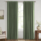 100% Blackout Linen Curtains for Bedroom, Ivory Solid Luxury Decor Thermal Insulation Room Darkening Drapes for Living Room Nursery Back Tab Rod Pocket 42 x 84 Inches, 2 Panels