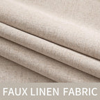 100% Blackout Linen Textured Curtains for Bedroom Solid Thermal Insulated Natural Beige Grommet Room Darkening Curtains & Drapes Luxury Decor for Living Room Nursery 52 x 84 Inch (2 Panels)