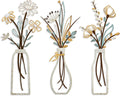 3 Pieces Metal Flowers Wall Arts - Rustic Farmhouse Decor Black Minimalist Flower Wall Decors for Living room Bathroom Bedroom Dining Room - Housewarming Gifts(Black, Vase-C)