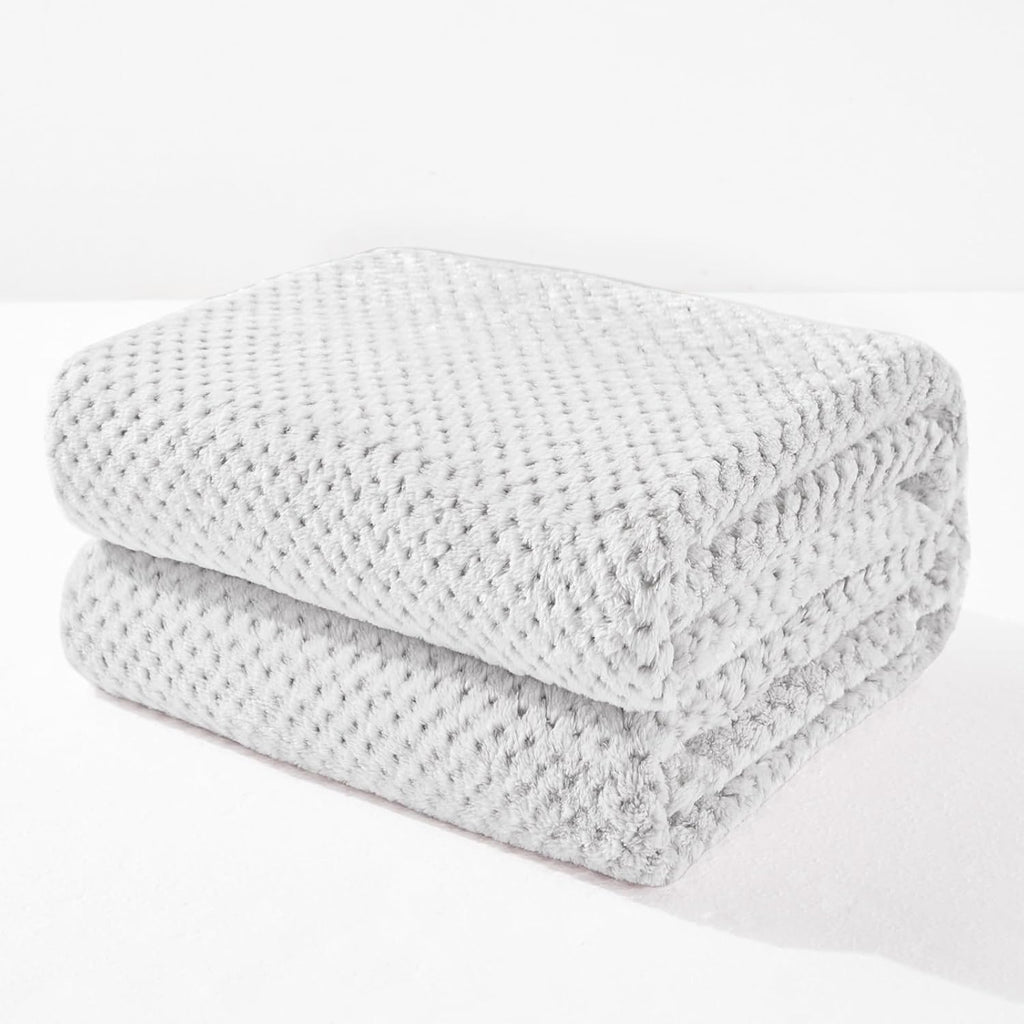 Fleece Throw Blanket Extra Large, Super Soft and Warm Blankets for Couch, Sofa and Bed Waffle Textured, Cozy, Fuzzy and Lightweight (Slate Blue, 50x70 Inches)