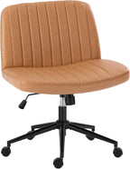 Criss Cross Chair with Wheels Wide Cross Legged Office Desk Vanity Chair Comfy Fabric Armless Adjustable Swivel for Home Computer Task Teddy Pink