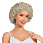Shower Cap for Women Waterproof Reusable, Large Shower Cap Non-Slip with Elastic Band, Washable Bath Hair Hat for Long Hair, Braids (Pink)