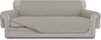 Easy-Going Reversible Couch Cover for 3 Cushion Couch Sofa Cover for Dogs Water Resistant Furniture Protector Cover with Foam Sticks Elastic Straps for Pet Cat (Sofa, Gray/Light Gray)