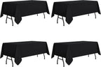 Rectangle Tablecloth - 60 x 84 Inch - Stain and Wrinkle Resistant Washable Polyester Table Cloth, Decorative Fabric Table Cover for Dining Tables, Buffet Parties and Camping, Black