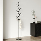 Tree Branch-Look Coat Rack Freestanding with 6 Hooks & Sturdy Marble base Metal Clothes Hanger Stand for Entryway/Mudroom/Bedroom/Hallway/Home Office (Matte black)