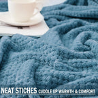Fleece Throw Blanket Extra Large, Super Soft and Warm Blankets for Couch, Sofa and Bed Waffle Textured, Cozy, Fuzzy and Lightweight (Slate Blue, 50x70 Inches)