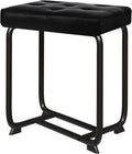 White Vanity Chair, Leather Vanity Stool, Small Stool Chair for Vanity, Square Ottoman Foot Stool, Makeup Vanity Chairs with Thick Padded Seat for Bathroom, Bedroom, Entryway, KFD01W