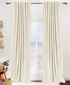 100% Blackout Shield Blackout Curtains for Bedroom 84 Inches Long, Back Tab/Rod Pocket Living Room Drapes, Thermal Insulated Blackout Curtains 2 Panels Set, 50" W x 84" L, Cream