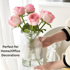 New 2026 Design Ribbed Glass Vase Wide - 8 Inch Tall Ribbed Vase for Wedding Reception, Home Decor, Housewarming Gift (Clear) Decorative Flower Vases - Bud Vase for Centerpieces Cylinder Vases