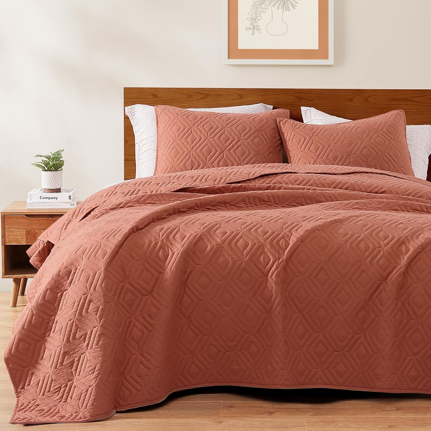 Queen Quilt-3 Pieces Lightweight Bedspreads Olive Green Queen Size Quilt Bedding Set for All Seasons, Soft Summer Coverlet with 2 Pillow Shams Suitable for Bed & Couch