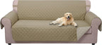 Reversible Sofa Cover Washable Couch Cover for Dogs Friendly with Elastic Straps Water Repellent Furniture Protector for 3 Cushion Couch (Sofa, Coffee/Beige)