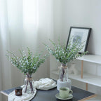 17.5" Artificial Eucalyptus Stems in Glass Vase with Faux Water,Fake Plant Eucalyptus Leaves White Seeds for Centerpiece Table Decorations Farmhouse Wedding Home Greenery Decor (Sage Green)