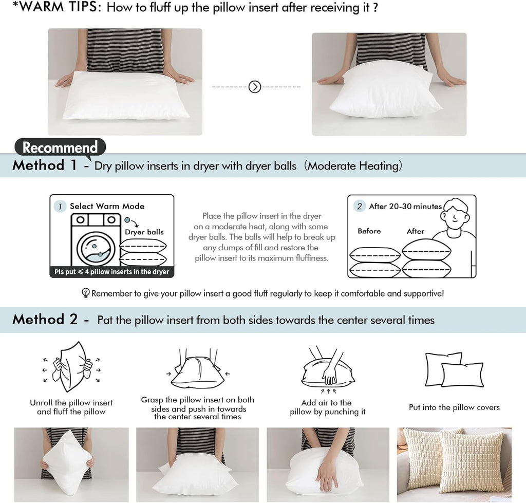 MIULEE Pillow Insert 12x20 Inch, Decorative Rectangle Throw Pillow Insert, Premium Fluffy Pillow Forms Stuffer for Sofa Couch Living Room