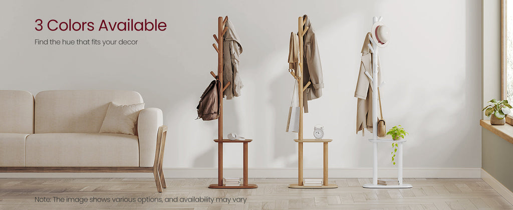 Coat Rack, Free Standing Coat Stand, Hall Coat Tree with 8 Hooks and Storage Shelf, 67.2 Inch Tall, for Coats, Hats, Bags, for Entryway, Hallway, Bedroom, Caramel Brown URCR040K01