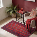 2x3 Rug - Machine Washable Entry Rug with Non-Slip Backing, Ideal for Enteryway, Kitchen, Bathroom, Laundry Room - Vintage, Easy Clean, Durable, Low Pile Rug - (2' x 3')