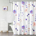 Watercolor Floral Shower Curtain, 3D Embossed Butterflies Grey Beige Flower Bathroom Curtains, Minimalist White Cloth Bath Curtain, Waterproof Fabric Textured Shower Curtain Set with Hooks, 72x72