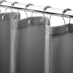 White Shower Curtain Fabric, Waffle Shower Curtains for Bathroom, Cloth Shower Curtain Heavy Duty, Thick Bathroom Shower Curtains Hotel Quality, Premium Polyester, 72x72 Inches