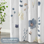 Watercolor Floral Shower Curtain, 3D Embossed Butterflies Grey Beige Flower Bathroom Curtains, Minimalist White Cloth Bath Curtain, Waterproof Fabric Textured Shower Curtain Set with Hooks, 72x72