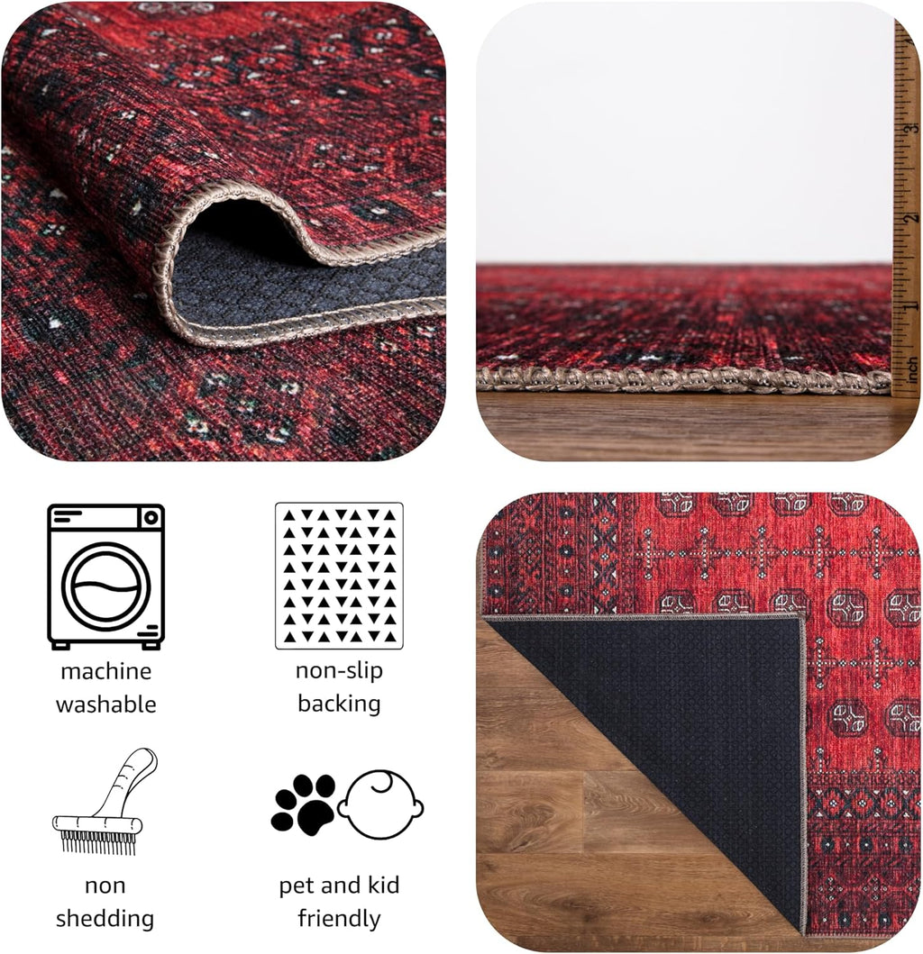 2x3 Rug - Machine Washable Entry Rug with Non-Slip Backing, Ideal for Enteryway, Kitchen, Bathroom, Laundry Room - Vintage, Easy Clean, Durable, Low Pile Rug - (2' x 3')