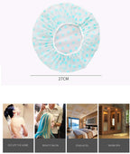 6 Pieces Waterproof EVA Plastic Shower Cap,Elastic Reusable Bathing Cap,Beauty Salon Spa Lace Elastic Band Flower Printed Hat Environmental Protection Hair Bath Caps