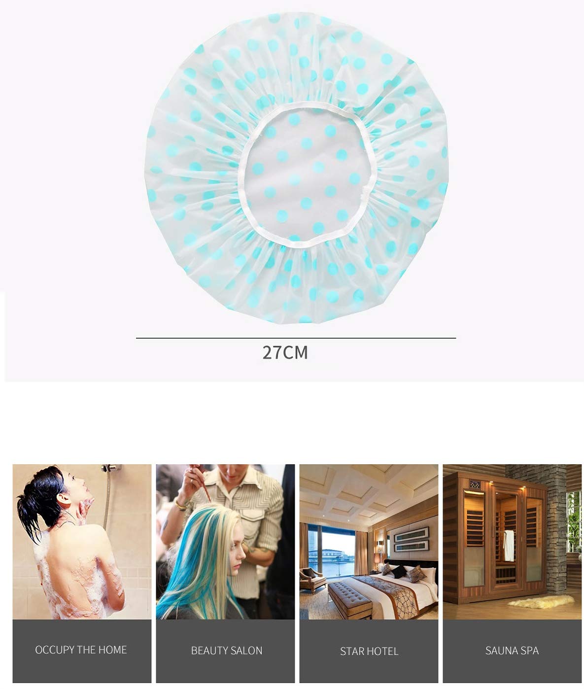 6 Pieces Waterproof EVA Plastic Shower Cap,Elastic Reusable Bathing Cap,Beauty Salon Spa Lace Elastic Band Flower Printed Hat Environmental Protection Hair Bath Caps