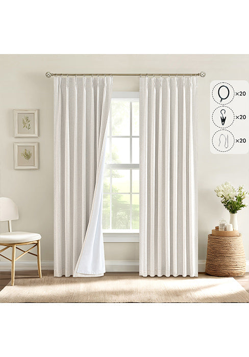 100% Blackout Linen Textured Curtains for Bedroom Solid Thermal Insulated Natural Beige Grommet Room Darkening Curtains & Drapes Luxury Decor for Living Room Nursery 52 x 84 Inch (2 Panels)