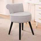 Chair with Adjustable Backrest Makeup Vanity Stool with Back Multifunction Armless Chair for Dressing Home Office Kitchen Dinning Room and Living Room (Velvet White)