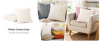 Pallene Faux Fur Plush Throw Pillow Covers 18x18 Set of 2, Luxury Soft Fluffy Striped Decorative Pillow Covers for Sofa, Couch, Living Room, Cream White