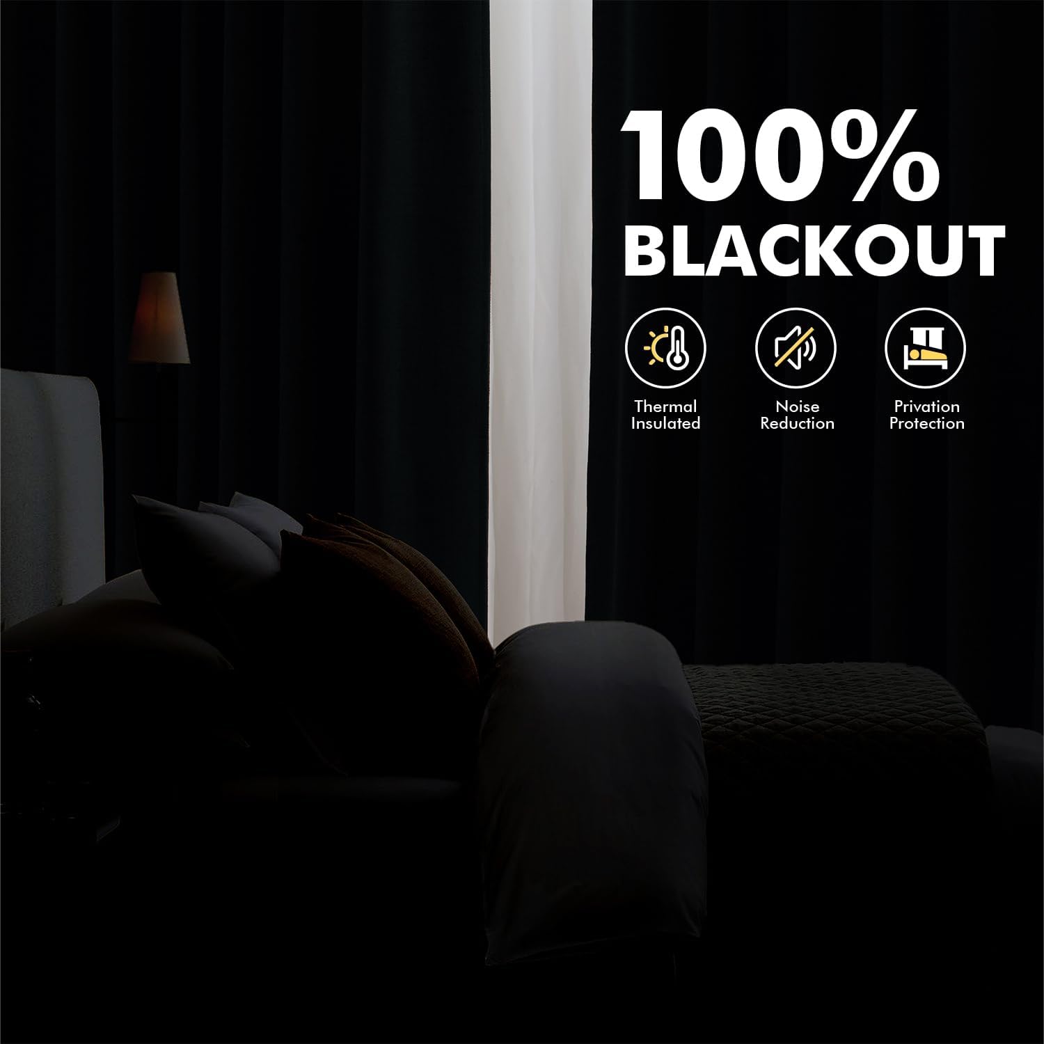 100% Blackout Linen Curtains for Bedroom, Ivory Solid Luxury Decor Thermal Insulation Room Darkening Drapes for Living Room Nursery Back Tab Rod Pocket 42 x 84 Inches, 2 Panels