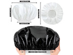 Super Jumbo Shower Cap 2 PCS Waterproof Shower Caps for Women, Extra Large Shower Cap, Reusable Super Large Bath Caps Hair Cap for Long Thick Curly Hair, Locs, Twist Braids - Black + White