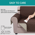 Reversible Sofa Cover Washable Couch Cover for Dogs Friendly with Elastic Straps Water Repellent Furniture Protector for 3 Cushion Couch (Sofa, Coffee/Beige)