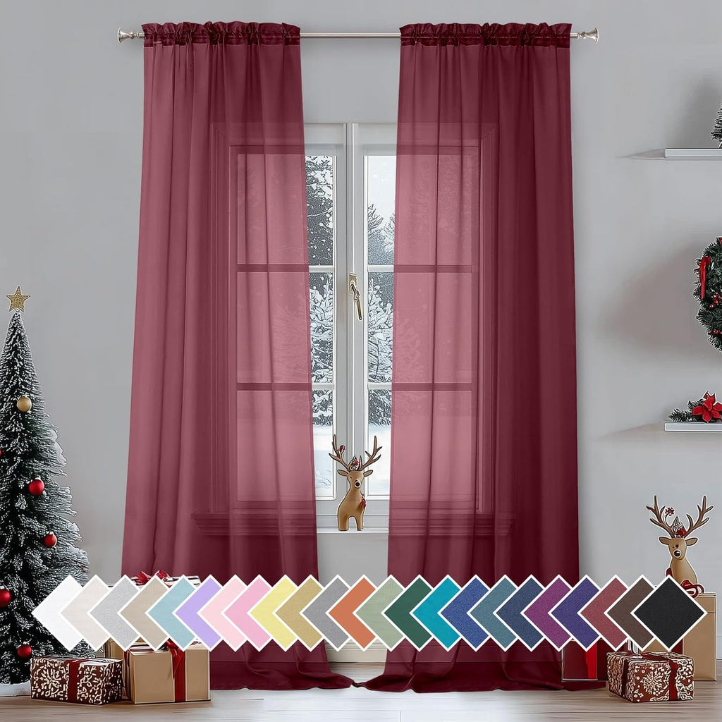 Sheer Navy Blue Curtains 84 inch Length 2 Panels Set, Airy Soft-Touching Rod Pocket Voile Drapes for Living Room/Bedroom, Each 40W x 84L