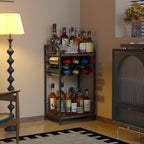 3-Tier Wine Rack Freestanding Floor Cabinet Corner Bar Cabinet Bar Cart,12 Individual Wine Storage Bottle Compartments Corner Bar Cabinet Holder (3-Tier Wine Rack 07)