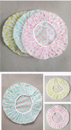 6 Pieces Waterproof EVA Plastic Shower Cap,Elastic Reusable Bathing Cap,Beauty Salon Spa Lace Elastic Band Flower Printed Hat Environmental Protection Hair Bath Caps