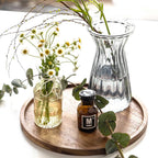 11.5 Inches Candle Holder Tray Home Decor, Round Wood Tray for Coffee Table, Small Wooden Serving Decorative Trays for Home