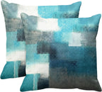Emvency Set of 2 Throw Pillow Covers Modern Abstract Painting Blue White and Gray Decorative Sofa Pillow Cases Home Decor Standard Square 18x18 Inches Pillowcases