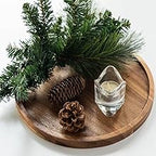 11.5 Inches Candle Holder Tray Home Decor, Round Wood Tray for Coffee Table, Small Wooden Serving Decorative Trays for Home