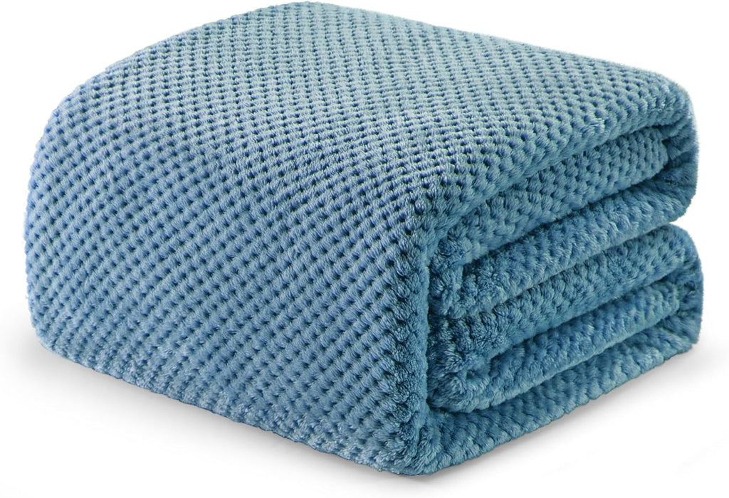 Fleece Throw Blanket Extra Large, Super Soft and Warm Blankets for Couch, Sofa and Bed Waffle Textured, Cozy, Fuzzy and Lightweight (Slate Blue, 50x70 Inches)