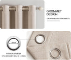 100% Blackout Linen Textured Curtains for Bedroom Solid Thermal Insulated Natural Beige Grommet Room Darkening Curtains & Drapes Luxury Decor for Living Room Nursery 52 x 84 Inch (2 Panels)