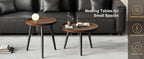 2 PCS Small Round Coffee Table Set, Mid Century Modern Coffee Tables for Living Room, Walnut Nesting Tables for Small Spaces, Easy Assembly Circle Wood Center Table,Black Nesting Coffee Table Set of 2