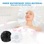 Super Jumbo Shower Cap 2 PCS Waterproof Shower Caps for Women, Extra Large Shower Cap, Reusable Super Large Bath Caps Hair Cap for Long Thick Curly Hair, Locs, Twist Braids - Black + White