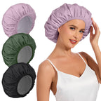 Shower Cap for Women Waterproof Reusable, Large Shower Cap Non-Slip with Elastic Band, Washable Bath Hair Hat for Long Hair, Braids (Pink)